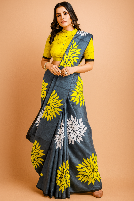 Jaipuri Hand Block Printed Cotton Mulmul Saree